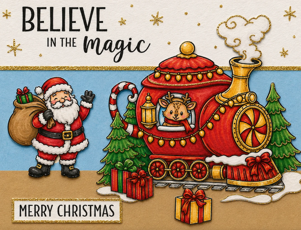 Dare 2B Artzy Santa's Teapot Express Die Set d308 believe in magic