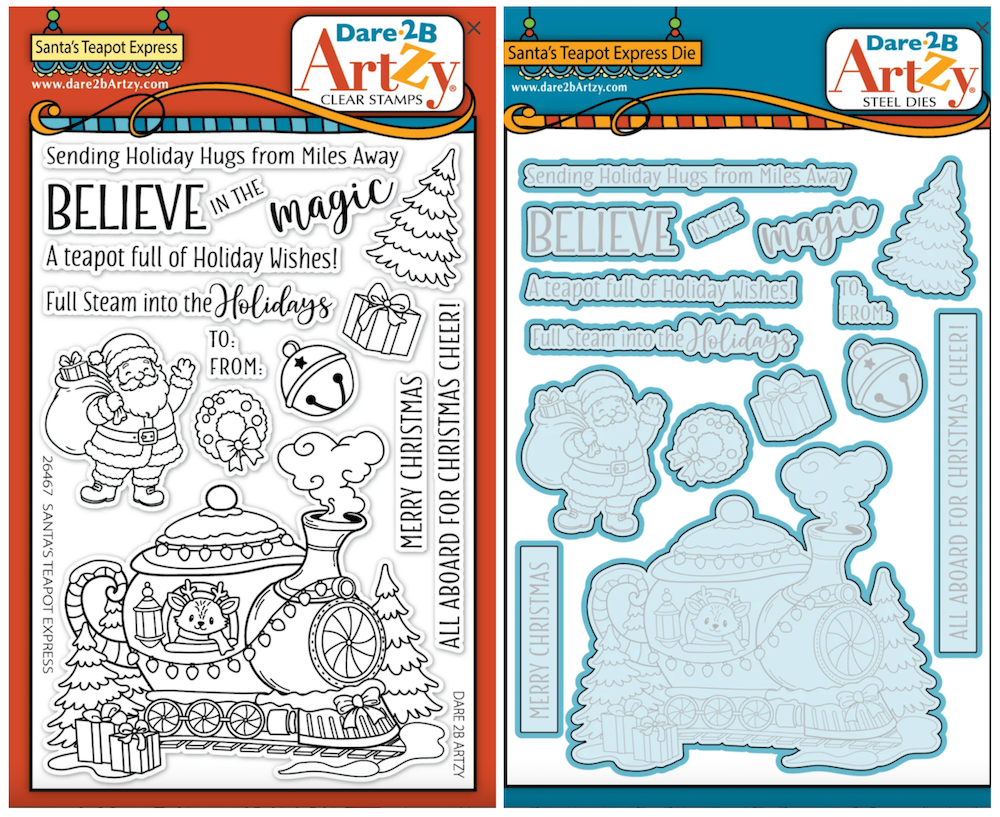 Dare 2B Artzy Santa's Teapot Express Stamps and Dies Bundle