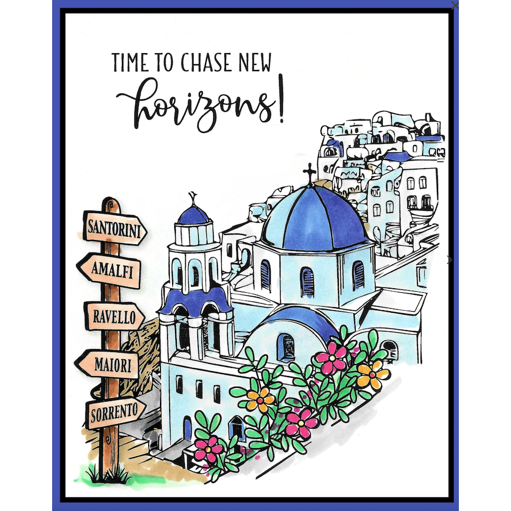 Dare 2B Artzy Santorini Dreams Clear Stamp Set 25432 horizon