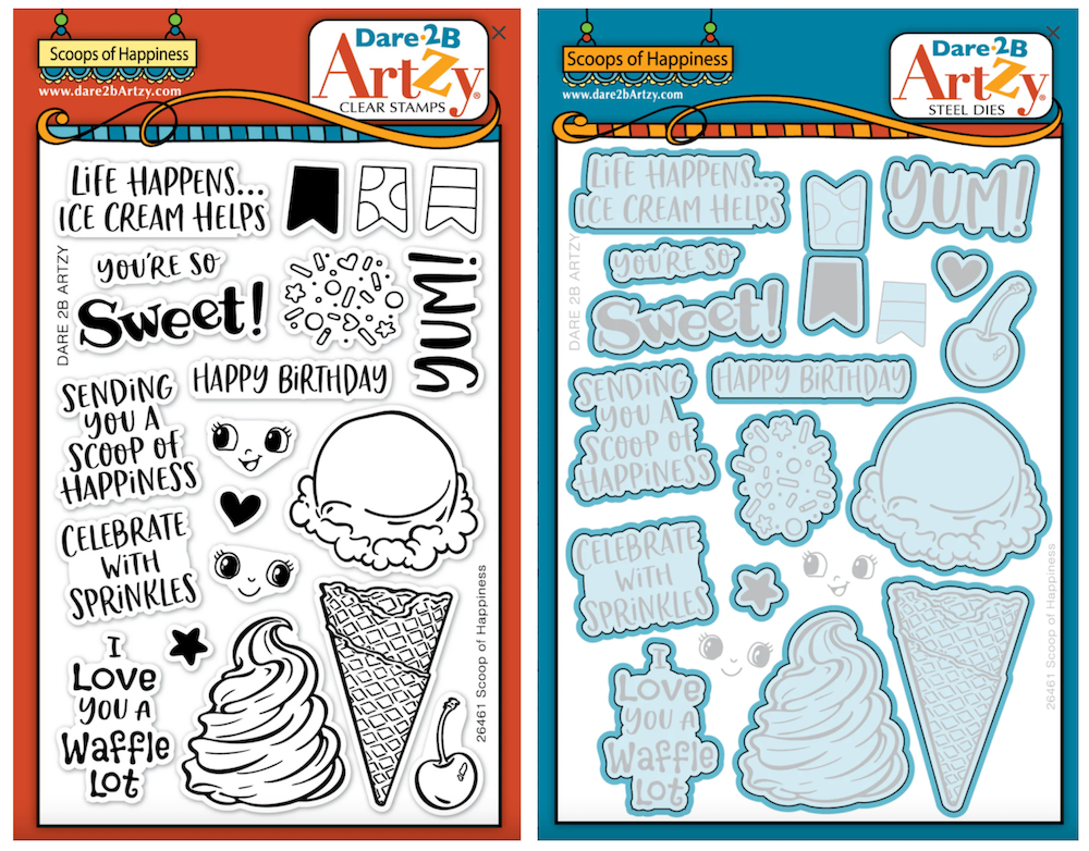 Dare 2B Artzy Scoops of Happiness Stamps and Dies Bundle