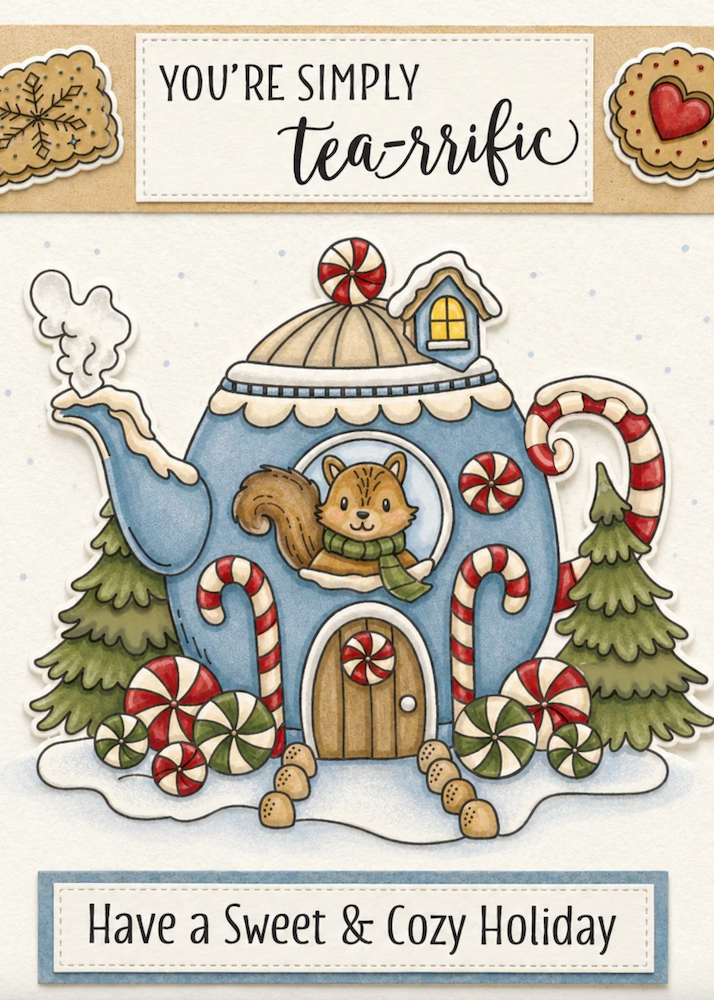 Dare 2B Artzy Simply Tea-rrific Clear Stamp Set 26468 cozy holiday