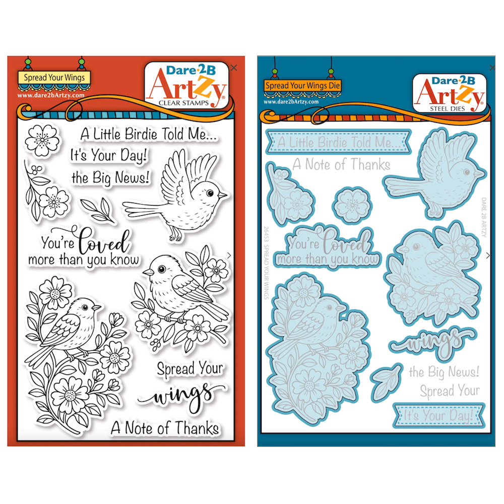 Dare 2B Artzy Spread Your Wings Stamps and Dies Bundle