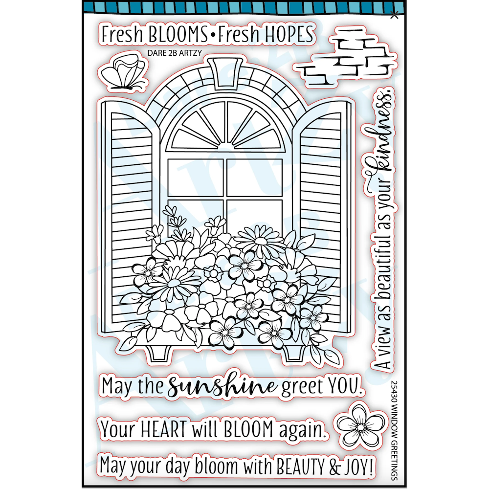Dare 2B Artzy Window Greetings Clear Stamp Set 25430