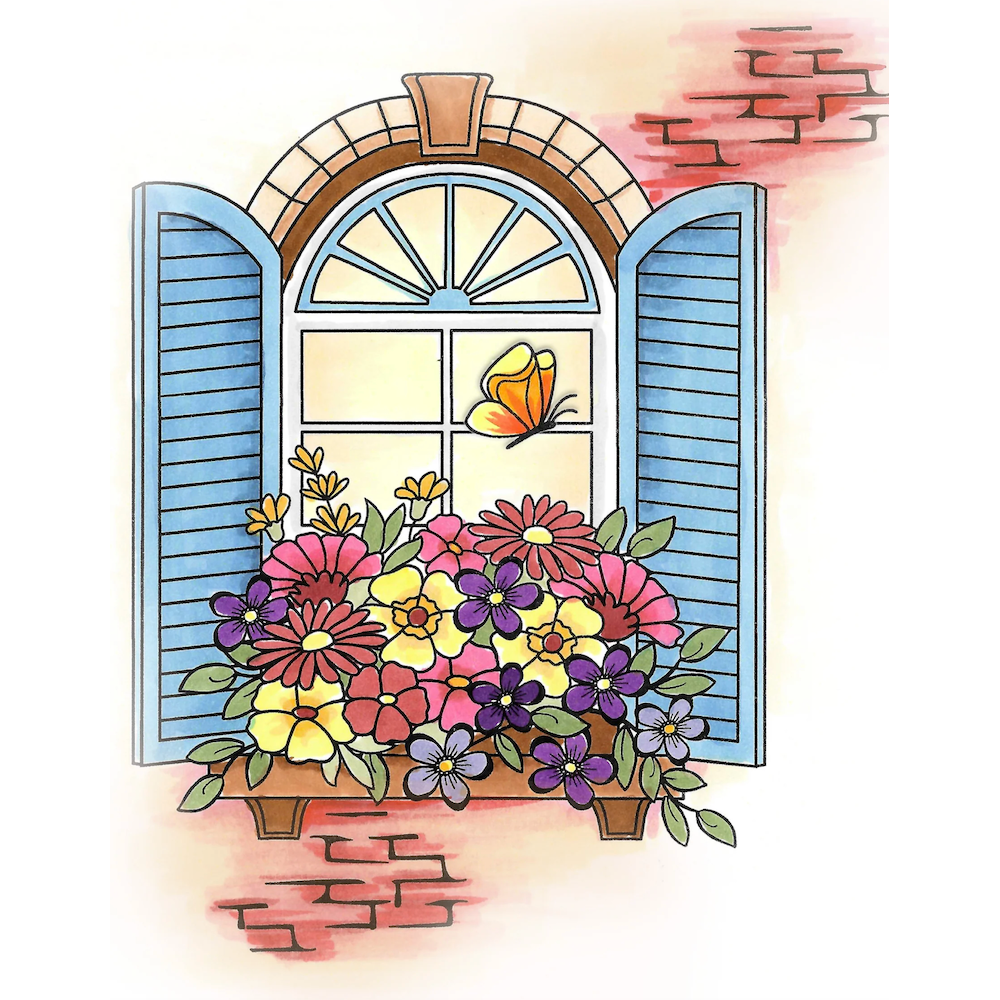 Dare 2B Artzy Window Greetings Clear Stamp Set 25430 shutters