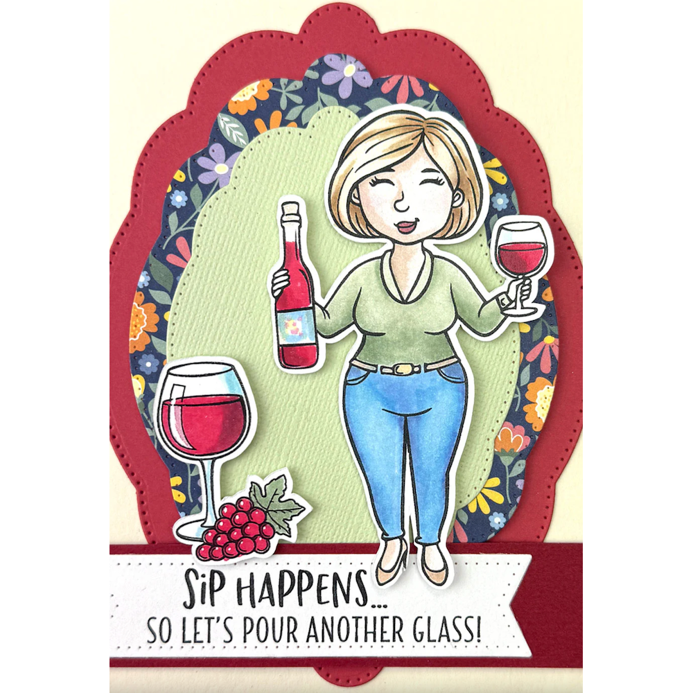 Dare 2B Artzy Wine with Friends Clear Stamp Set 24424 sip