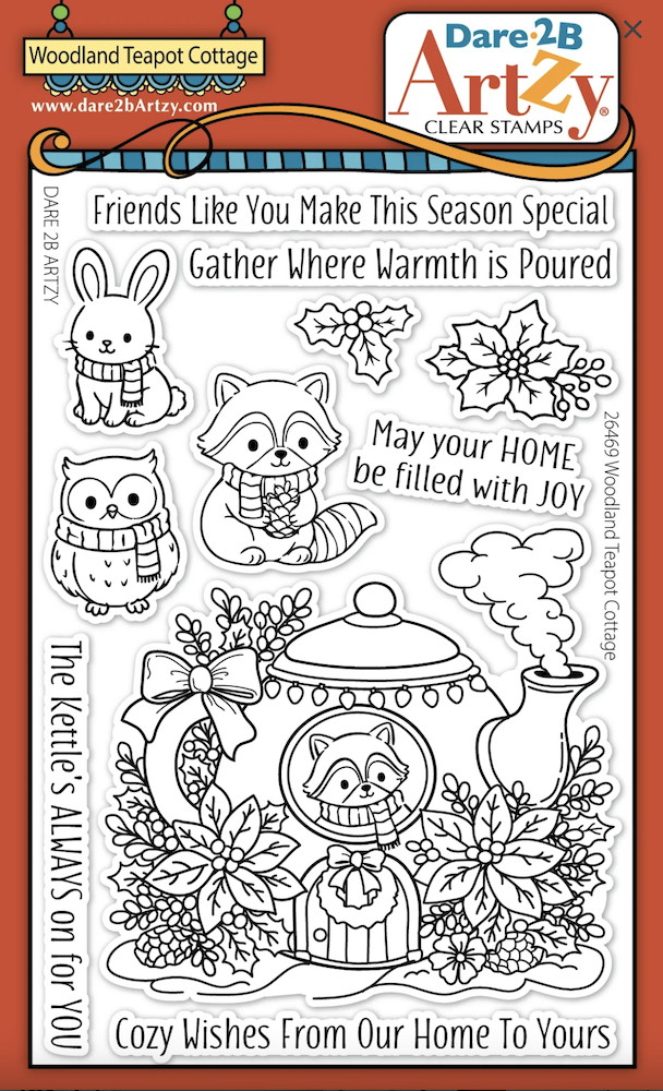 Dare 2B Artzy Woodland Teapot Cottage Clear Stamp Set 26469
