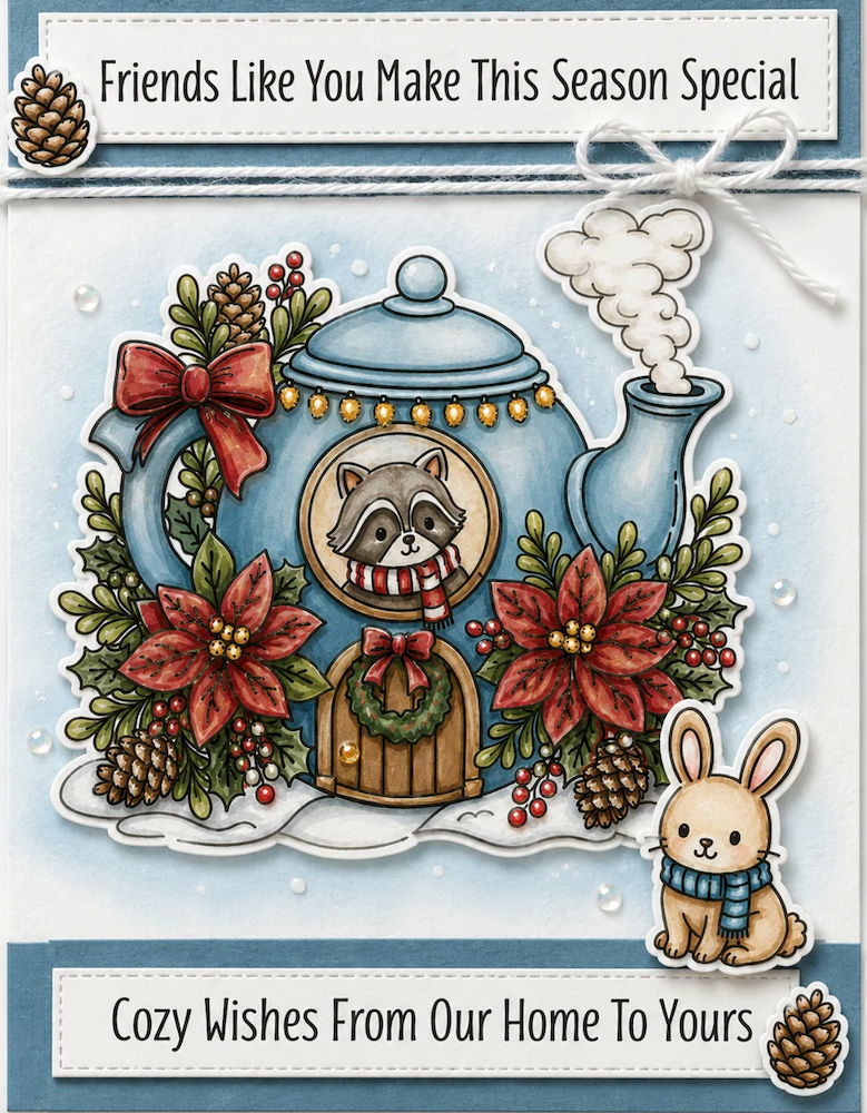 Dare 2B Artzy Woodland Teapot Cottage Die Set d310 cozy wishes