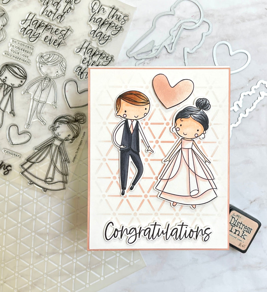 Simon Says Stamp Stencils Dash and Dot 1030st Celebrate Wedding Card | color-code:ALT02
