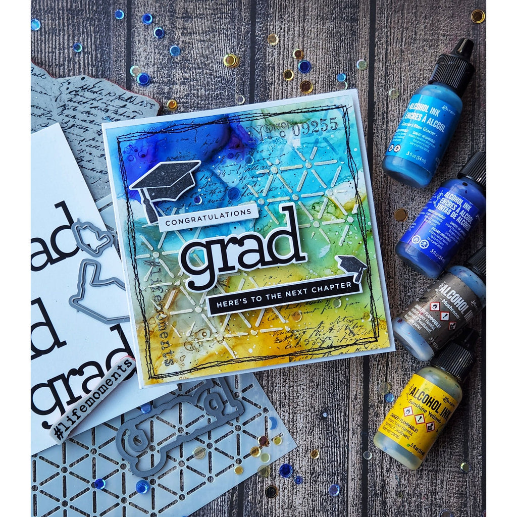 Simon Says Stamp Stencils Dash and Dot 1030st Celebrate Grad Card