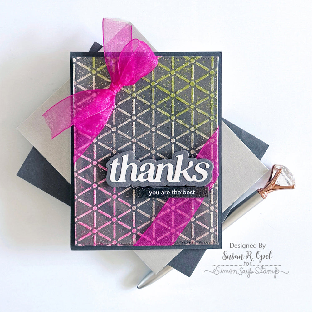 Simon Says Stamp Stencils Dash and Dot 1030st Celebrate Thanks Card
