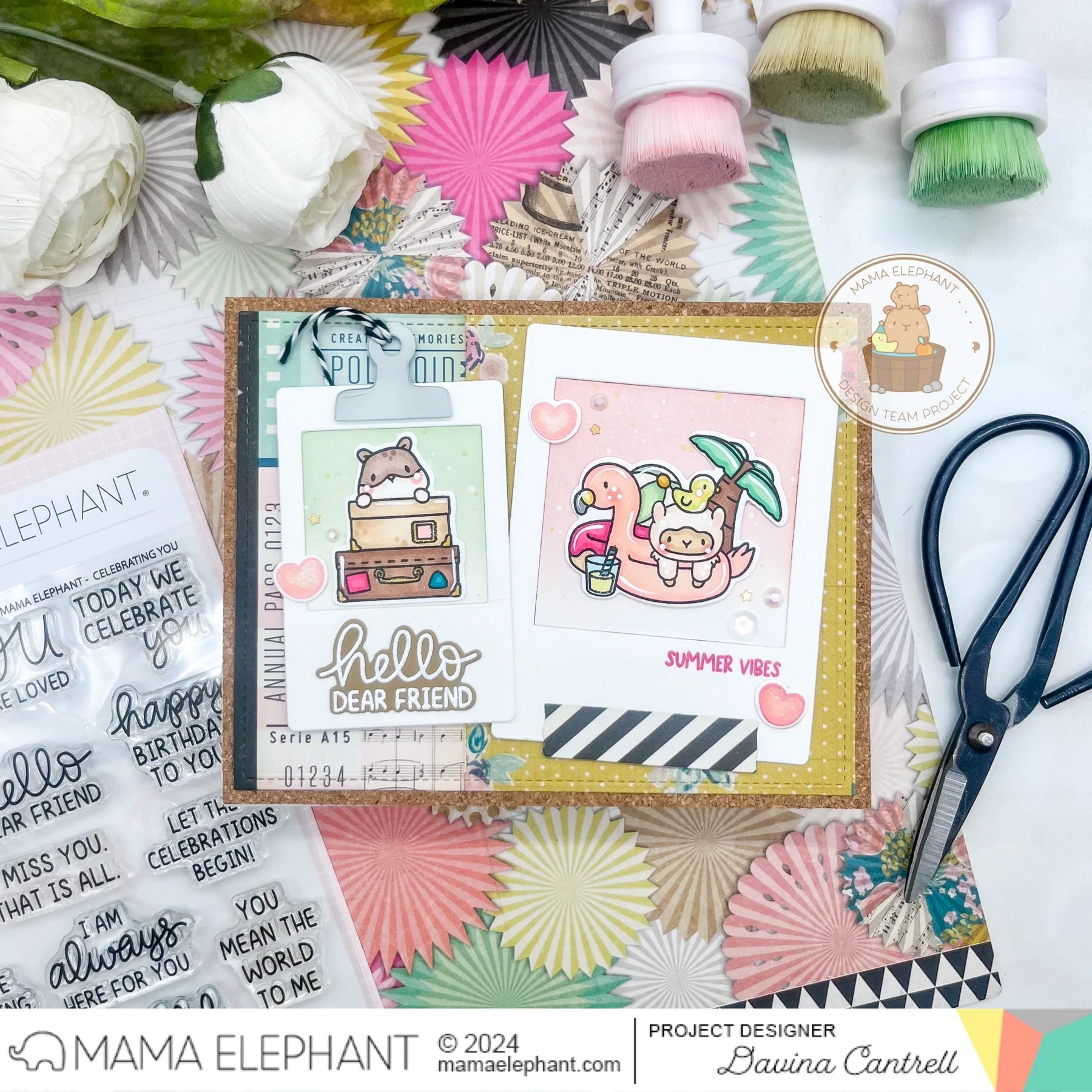 Mama Elephant Celebrating You Clear Stamps and Die Set hello friend