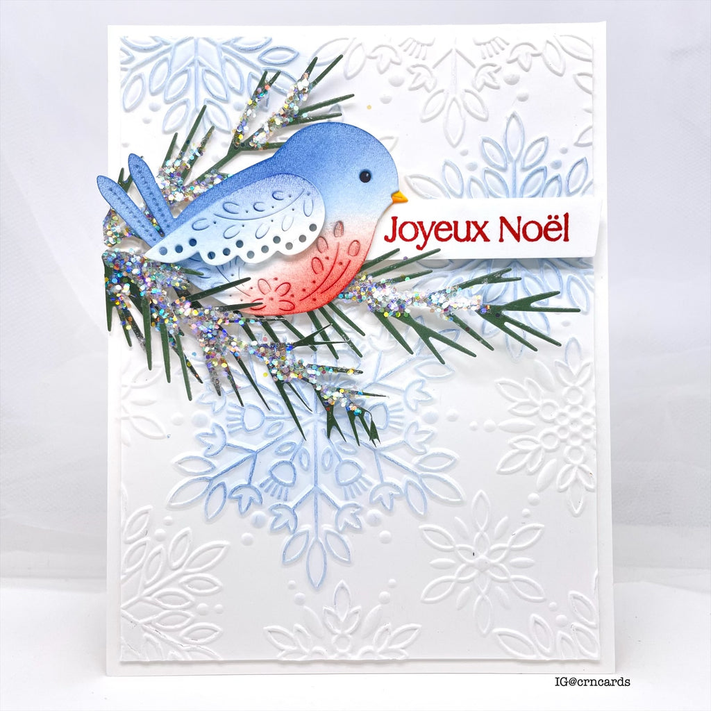 Simon Says Stamp Embossing Folder and Cutting Die Dazzle Snowflakes sfd570 DieCember Christmas Card