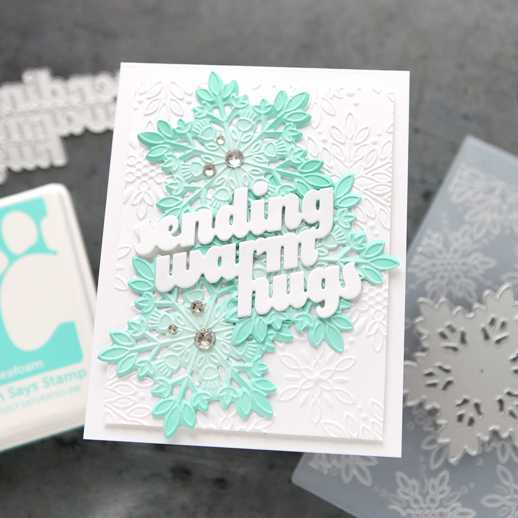 Simon Says Stamp Embossing Folder and Cutting Die Dazzle Snowflakes sfd570 DieCember Hugs Card | color-code:ALT06