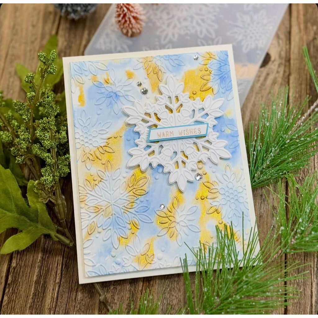 Simon Says Stamp Embossing Folder and Cutting Die Dazzle Snowflakes sfd570 DieCember Christmas Card