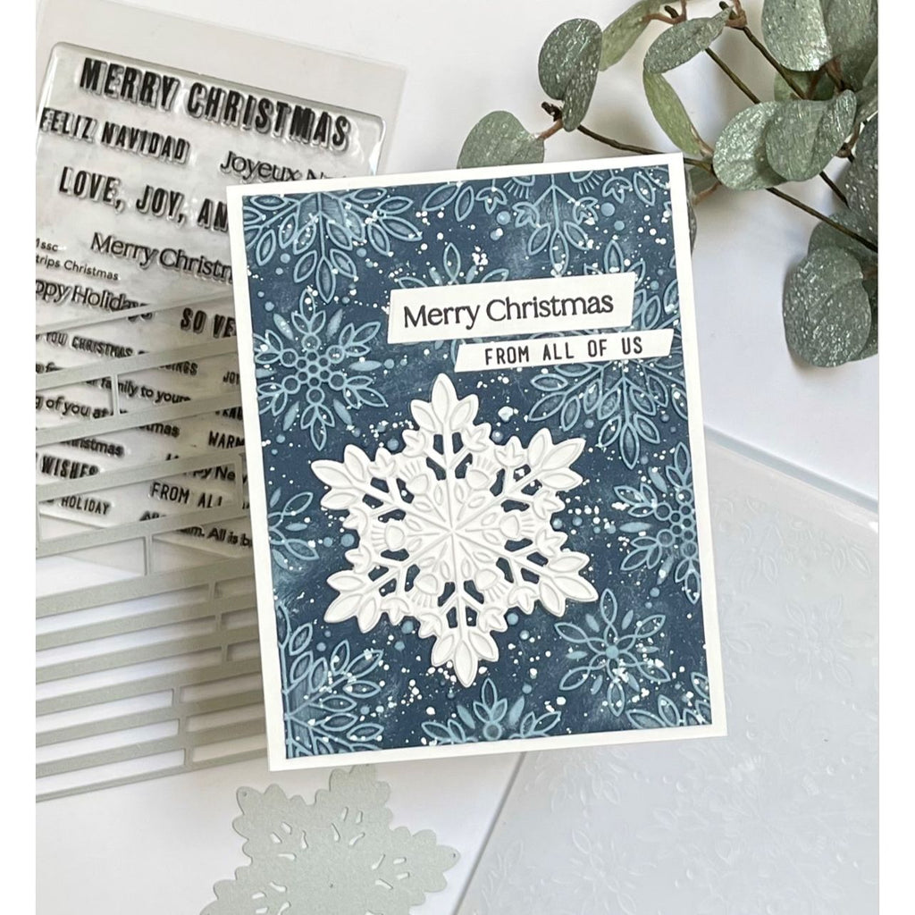 Simon Says Stamp Embossing Folder and Cutting Die Dazzle Snowflakes sfd570 DieCember Christmas Card
