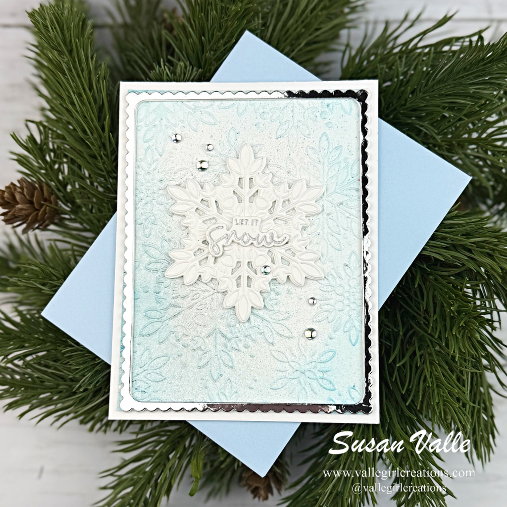Simon Says Stamp Embossing Folder and Cutting Die Dazzle Snowflakes sfd570 DieCember Christmas Card