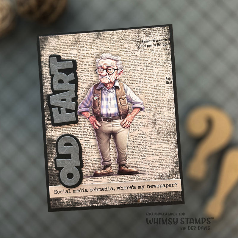 Whimsy Stamps Old Fart Geezer Word and Shadow Dies wsd252 old fart