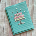Gina K Designs Pin Dot Background Stamp dw38 happy birthday pin dot background with cake and candle