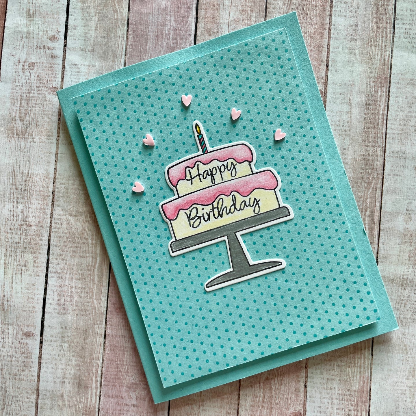 Gina K Designs Pin Dot Background Stamp dw38 happy birthday pin dot background with cake and candle