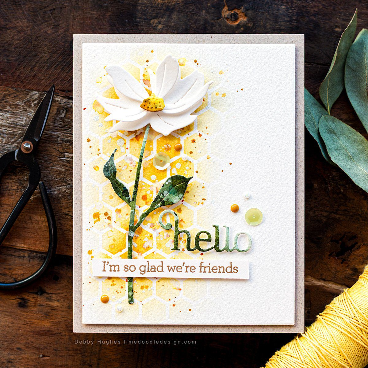 Simon Says Stamp Tattered Daisy Wafer Die s989 Moments in Time Hello Card | color-code:ALT09