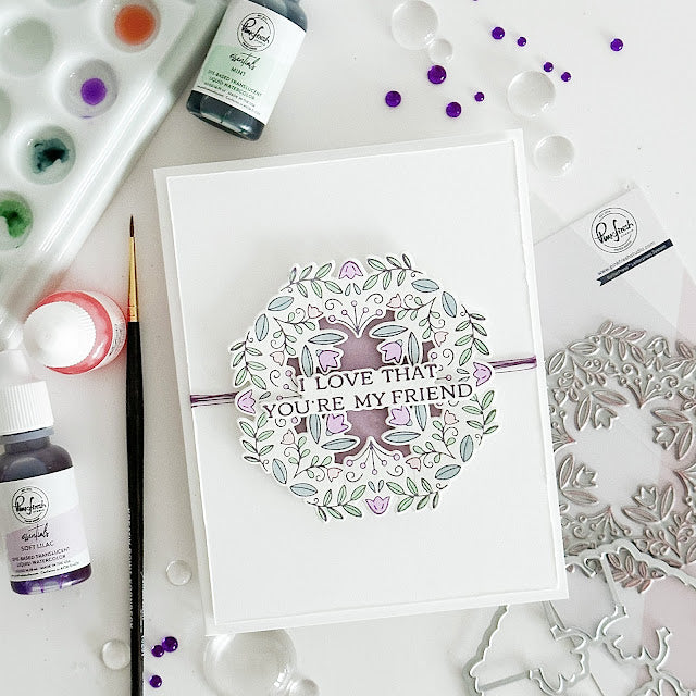 Pinkfresh Studio Floral Octagon Frame Die 217223 Floral Friendship Card | color-code:ALT02