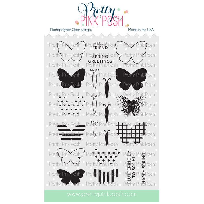 Pretty Pink Posh Decorative Butterflies Clear Stamps