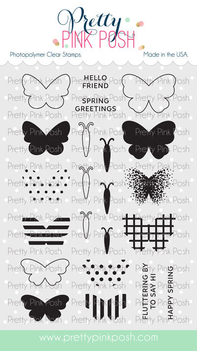 Pretty Pink Posh Decorative Butterflies Clear Stamps