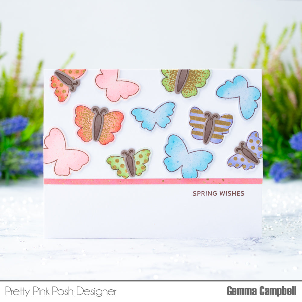 Pretty Pink Posh Decorative Butterflies Clear Stamps spring wishes