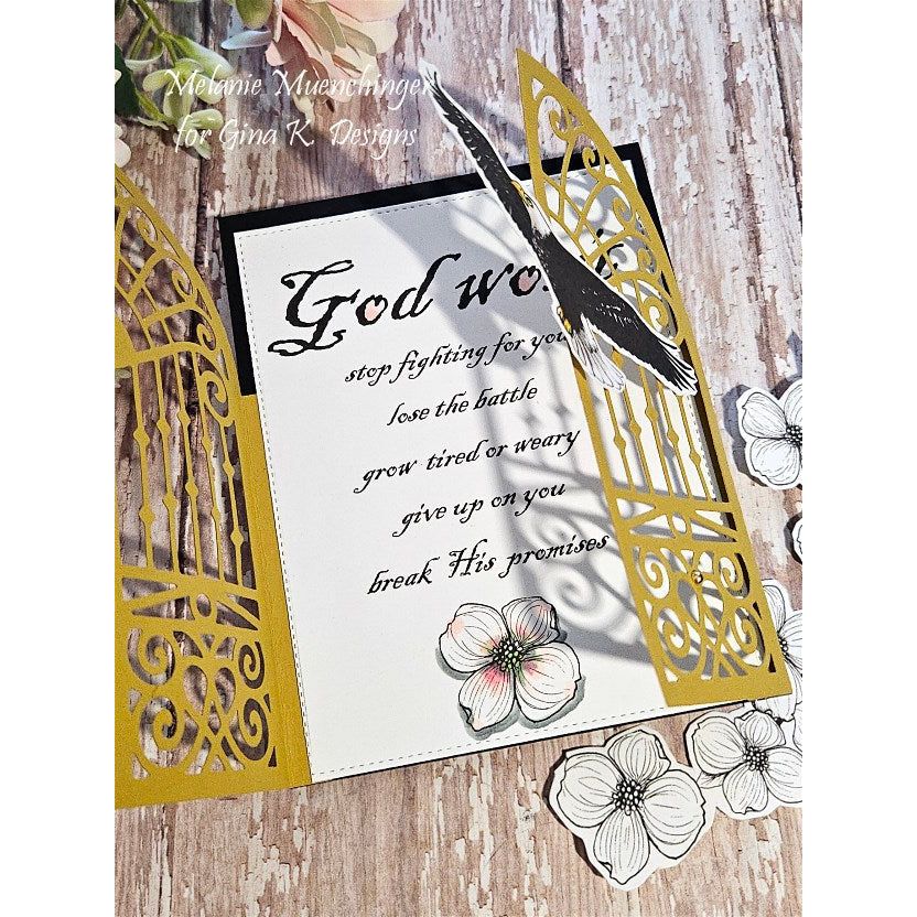 Decorative Gatefold card with religious sentiment and flying eagle