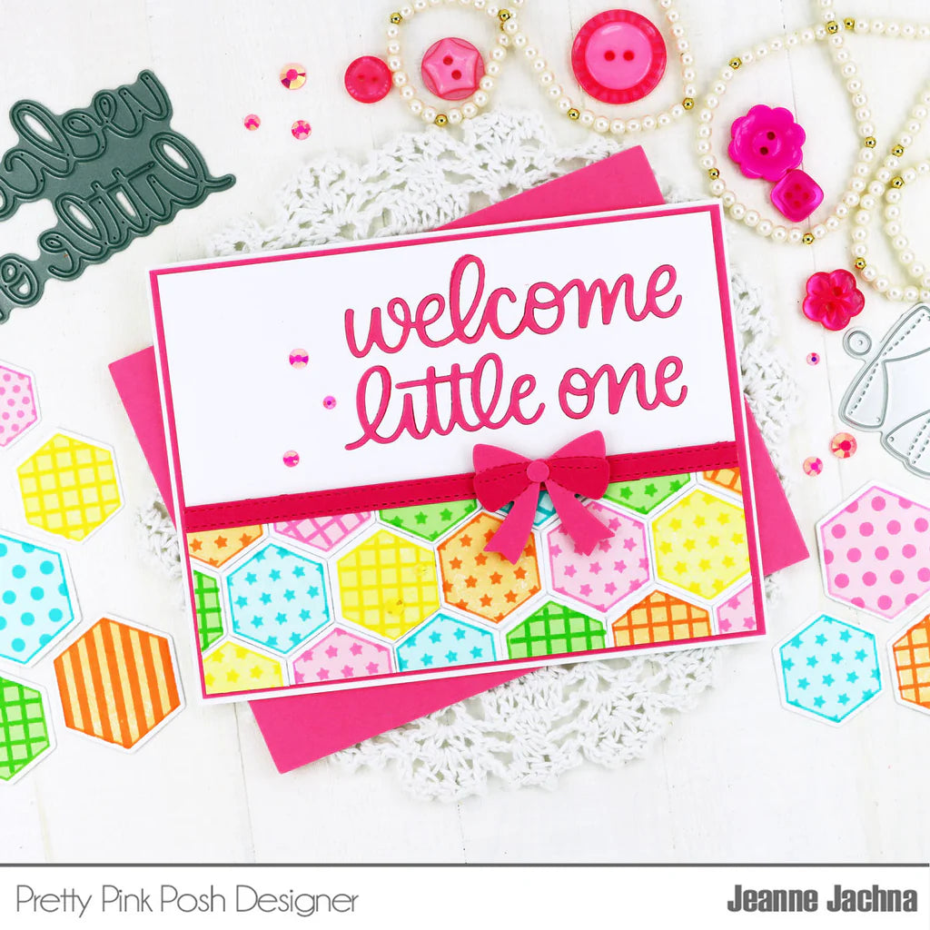 Decorative Hexagons Clear Stamps and Die Set welcome