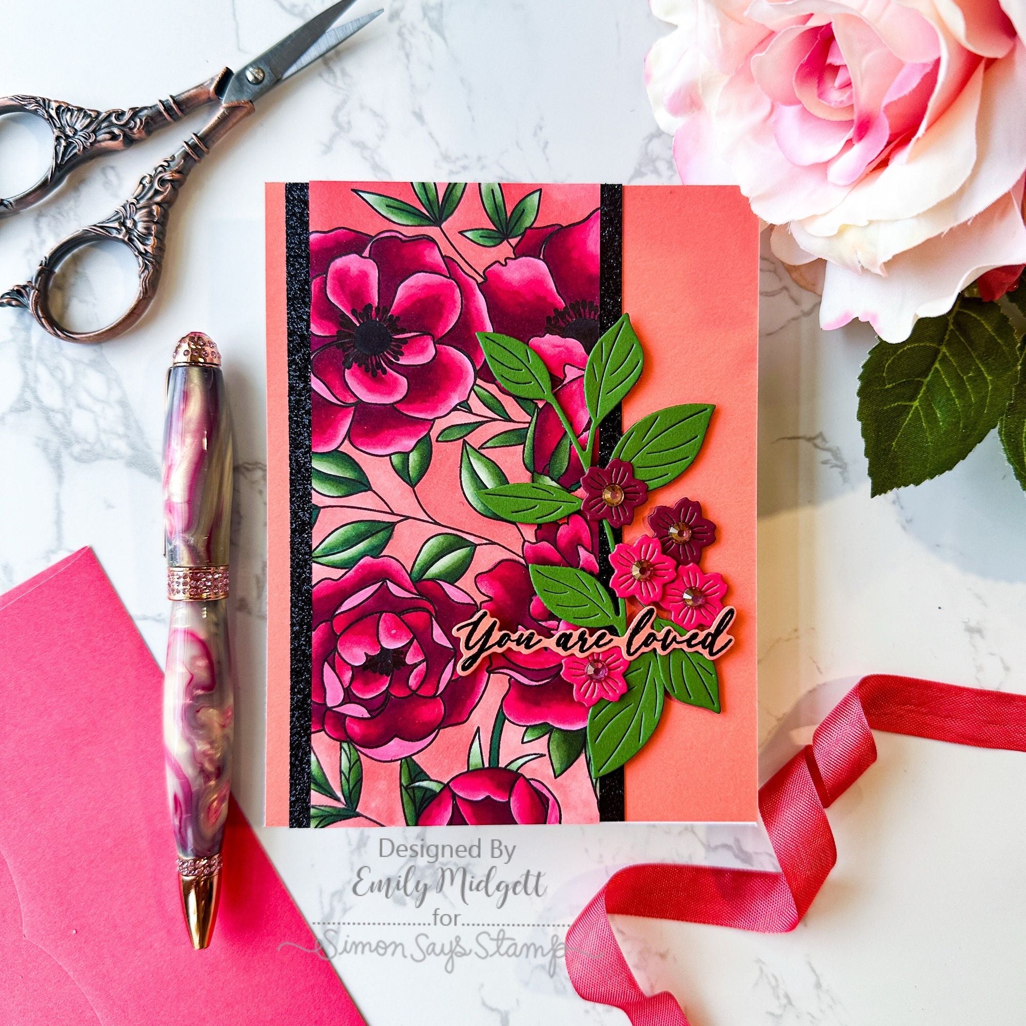 Simon Says Stamp Delicate Blossoms Wafer Dies 1334sdc Happy Camper You Are Loved Card | color-code:ALT01