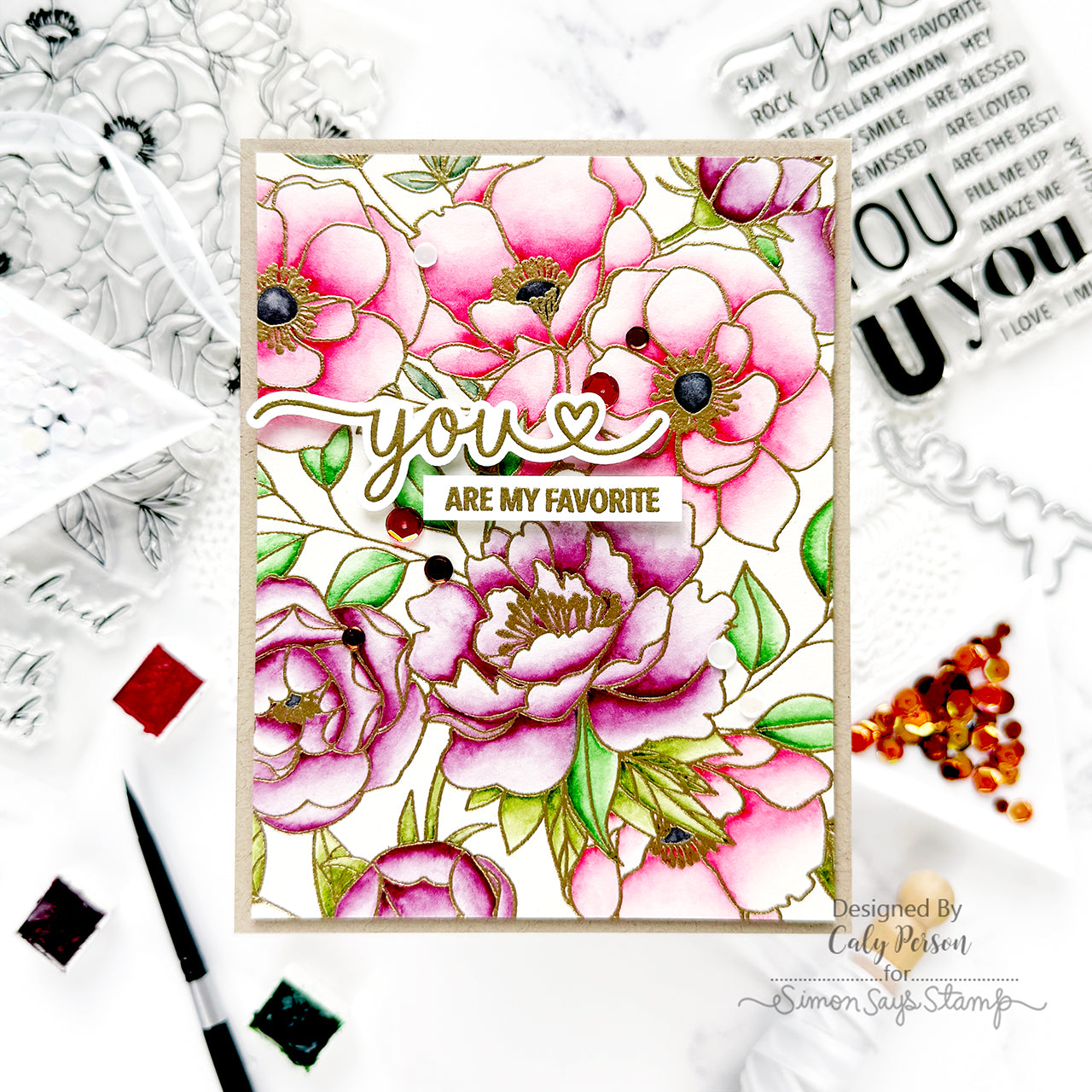 Simon Says Stamps and Dies Delicate Blossoms set1029db Happy Camper You're My Favorite Card | color-code:ALT05