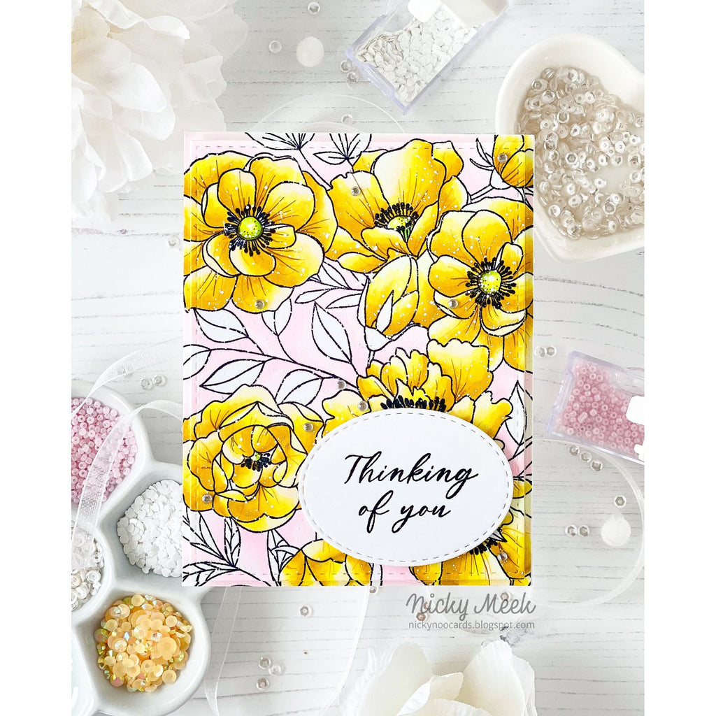 Simon Says Clear Stamps Delicate Blossoms 2230ssc Happy Camper Thinking of You Card | color-code:ALT03
