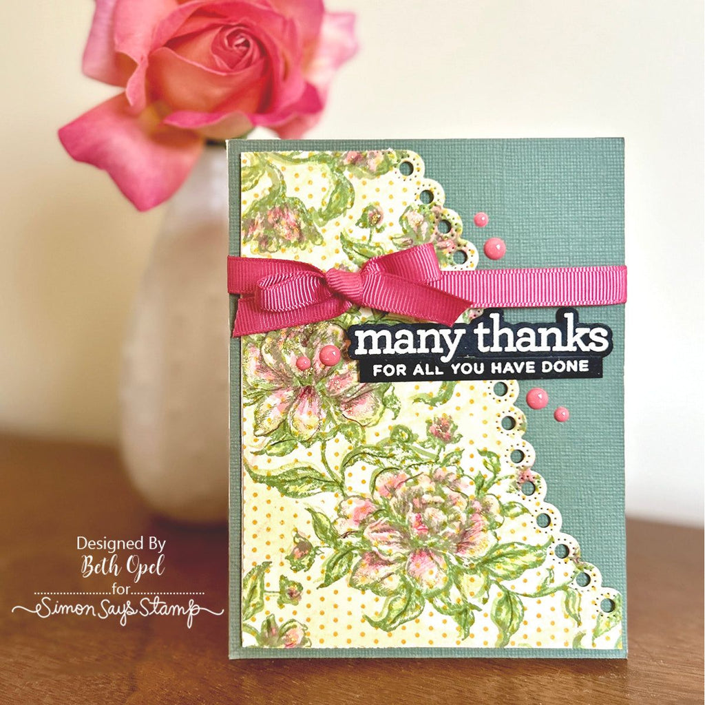 Simon Says Stamp Delicate Stitched Borders Wafer Dies s1017 Moments in Time Thanks Card