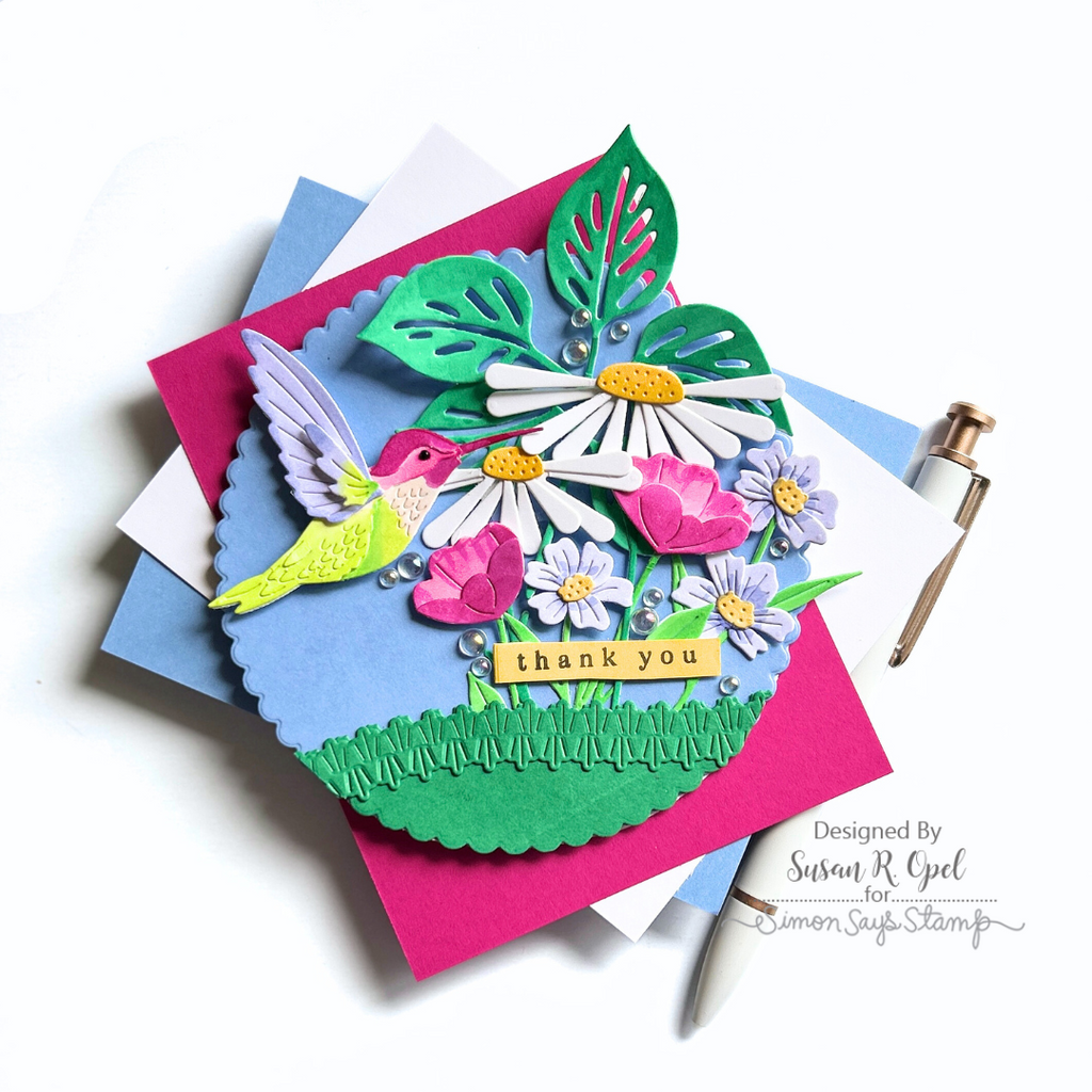 Simon Says Stamp Delicate Wildflowers Wafer Dies s1006 Friend Like You Thank You Card
