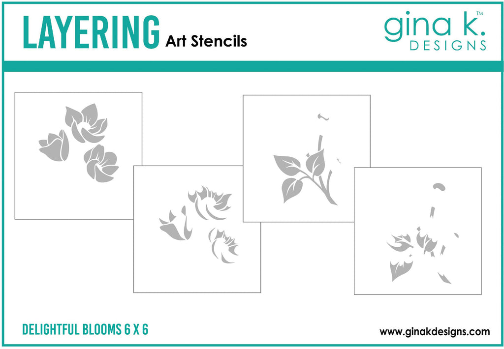 Gina K Designs DELIGHTFUL BLOOMS Set of 4 Stencils gkdst41