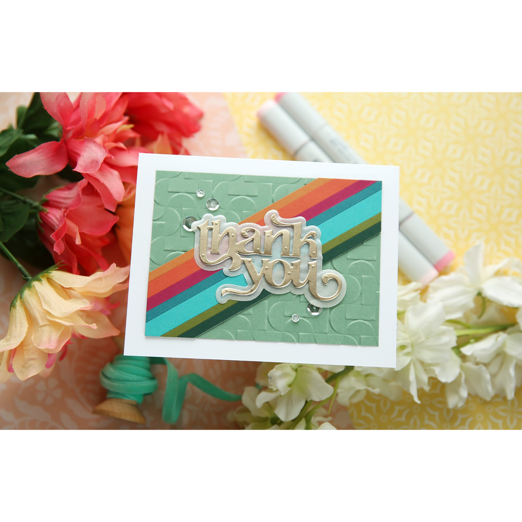 Simon Says Stamp Embossing Folder Demilune sf359 Thank You Card | color-code:ALT08
