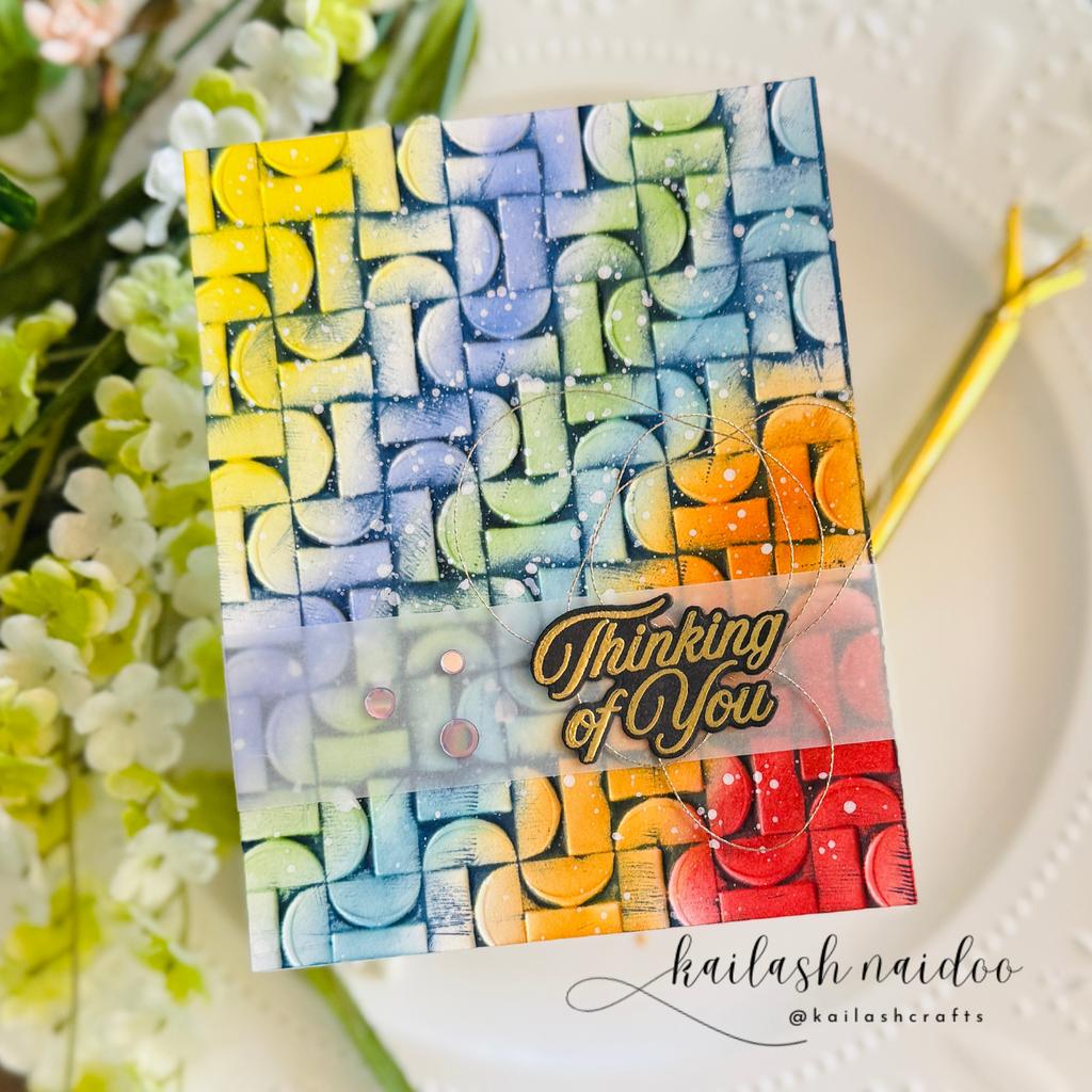 Simon Says Stamp Embossing Folder Demilune sf359 Thinking of You Card