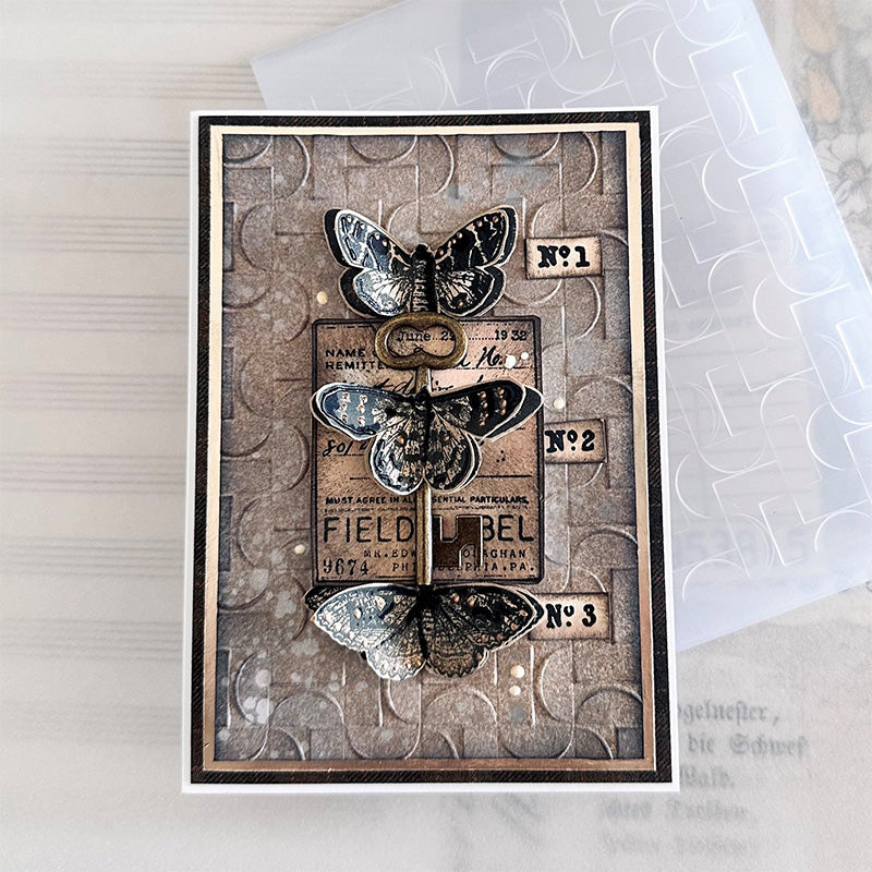 Simon Says Stamp Embossing Folder Demilune sf359 Friend Card Butterfly Mixed Media