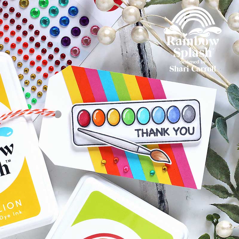 Rainbow Splash Ink Pad Dandelion rsi7 Thank You Tag