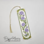 Detailed bookmark with purple peonies