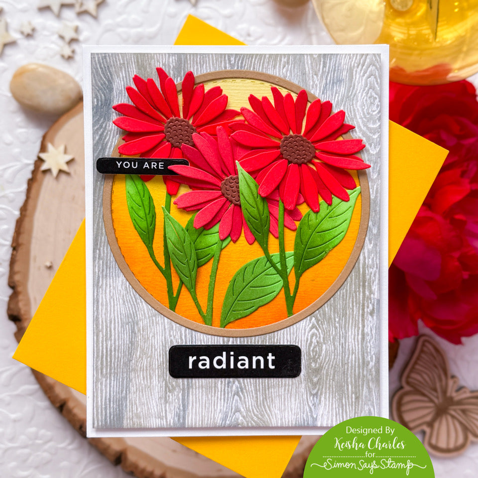 Simon Says Stamp Dewdrop Daisy Wafer Dies s1153 Shine On Radiant Card