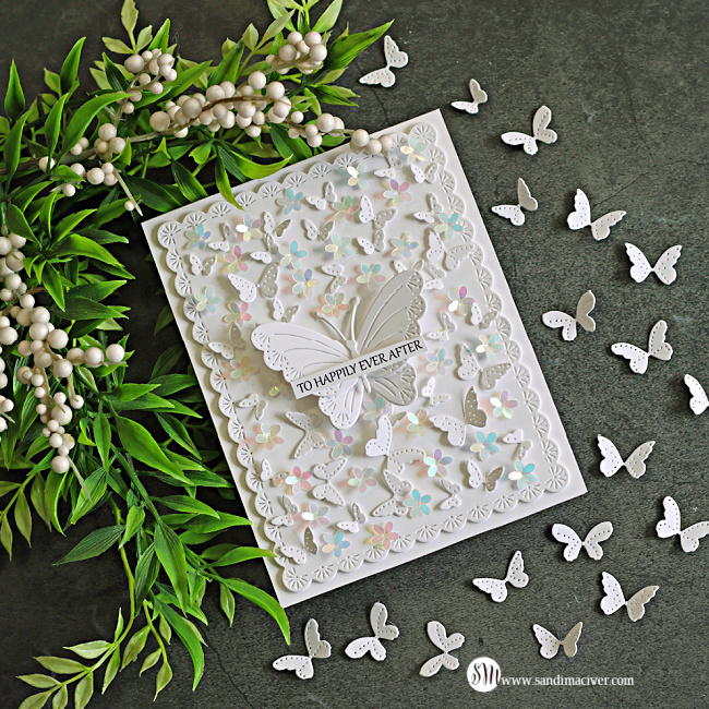 Simon Says Stamp Dewpierce Tiny Butterflies Wafer Dies s1163 Always There White-on-White Wedding Card Sandi MacIver | color-code:ALT03