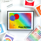 Rainbow Splash Embossing Folder Diamond rsef1 Happy BIrthday Card