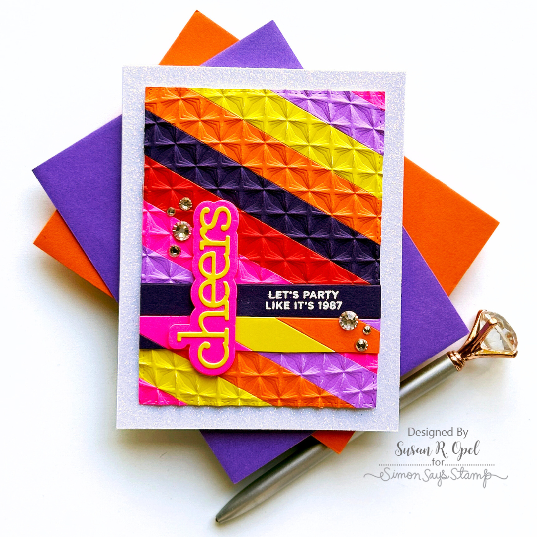 Simon Says Stamp Embossing Folder Diamond Warp sf409 Stamptember Cheers Card