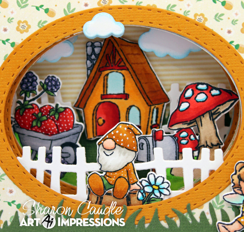 Dimensional Gnome Card with Mushrooms