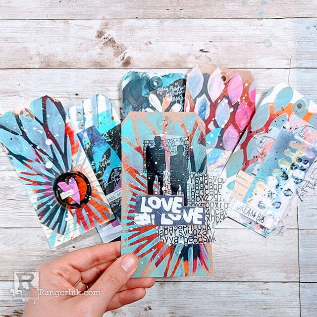 Dina Wakley Collection 1 Media Collage Sparks Ranger mda82224 Funky Tags Project | color-code:ALT01
