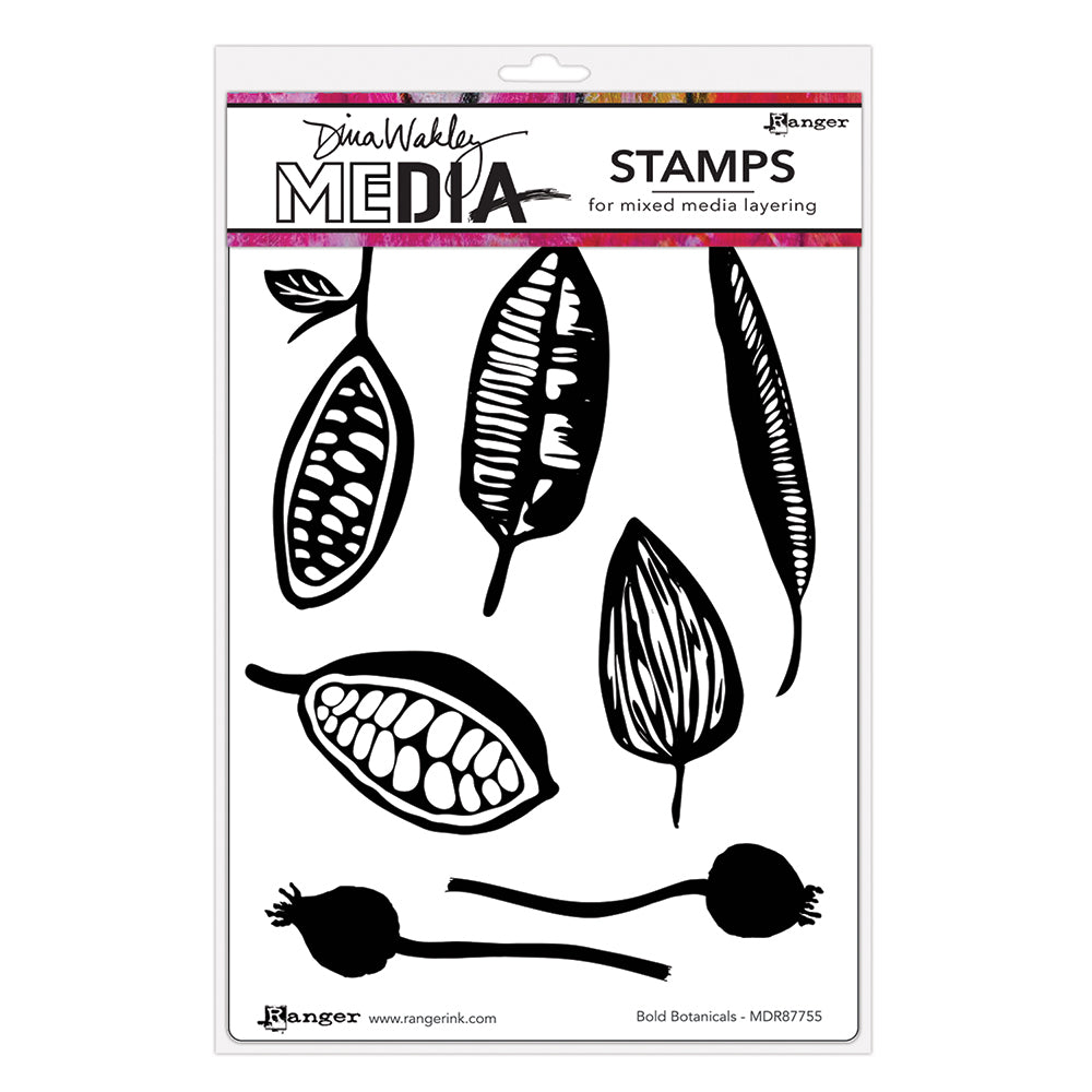 Dina Wakley Bold Botanicals Media Cling Rubber Stamps mdr87755