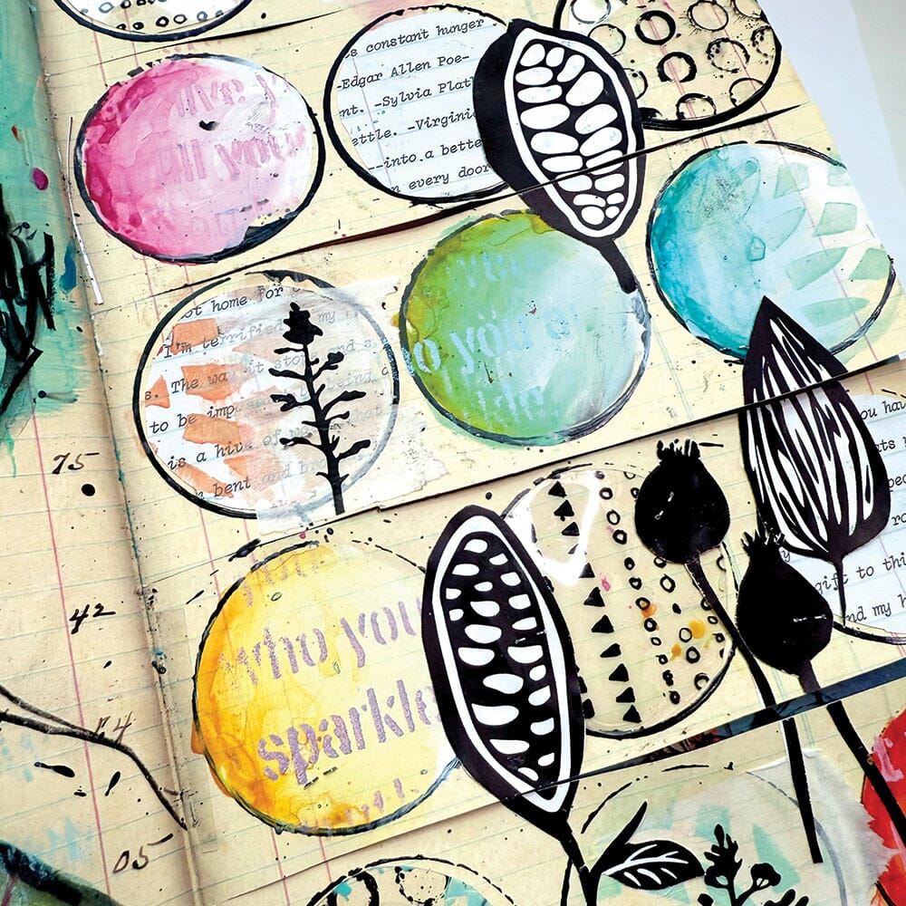 Dina Wakley Bold Botanicals Media Cling Rubber Stamps mdr87755 circles