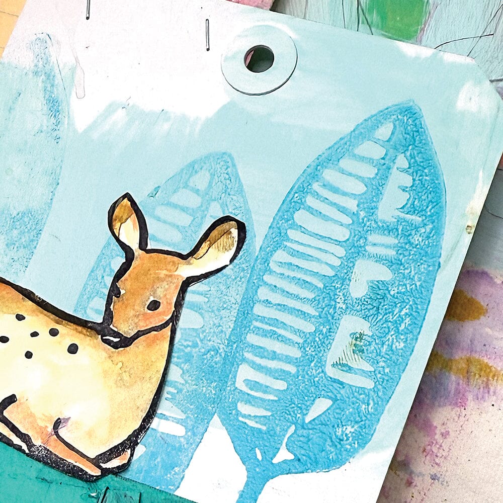 Dina Wakley Bold Botanicals Media Cling Rubber Stamps mdr87755 deer